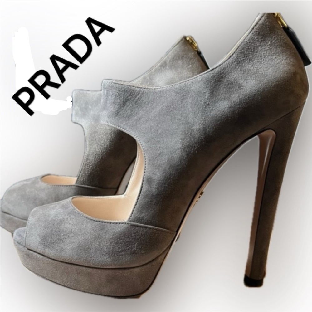 Prada Camoscio Grey Suede Pumps/Stilletos 39.5
